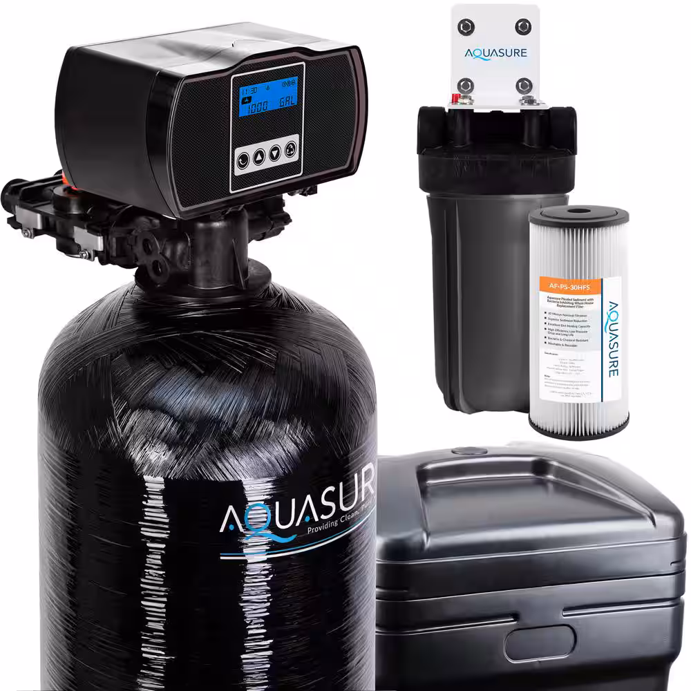 AQUASURE Harmony 48,000 Grain Fine Mesh Water Softener with Pleated Sediment Pre-Filter