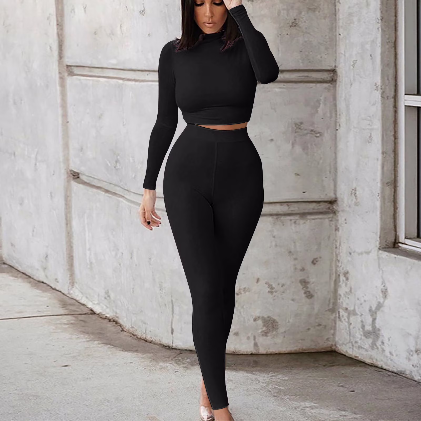 Girls 2pc Long Sleeve Top With Wide Leg Jeggings Set