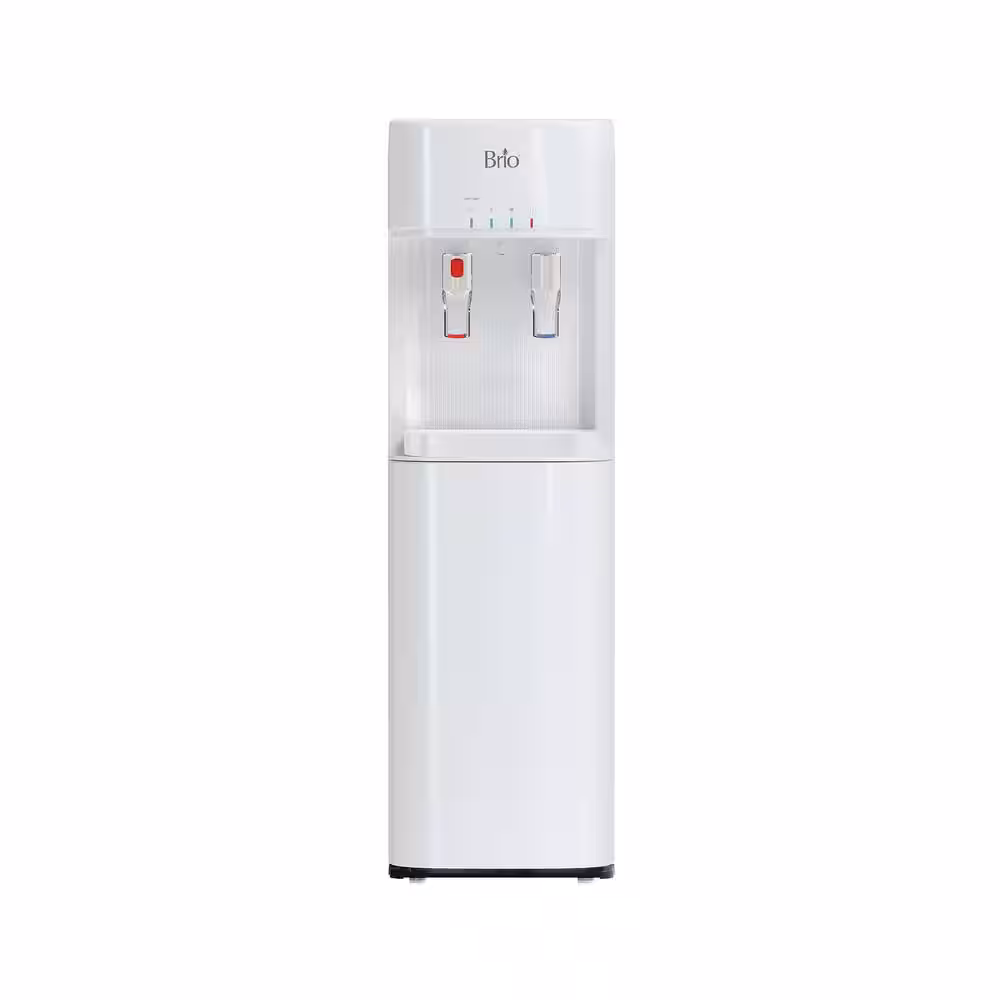 Brio Bottom Load Water Cooler Dispenser Paddle Dispensing, Hot & Cold, Child Lock, LED Lights, Empty Bottle Alert, WHT