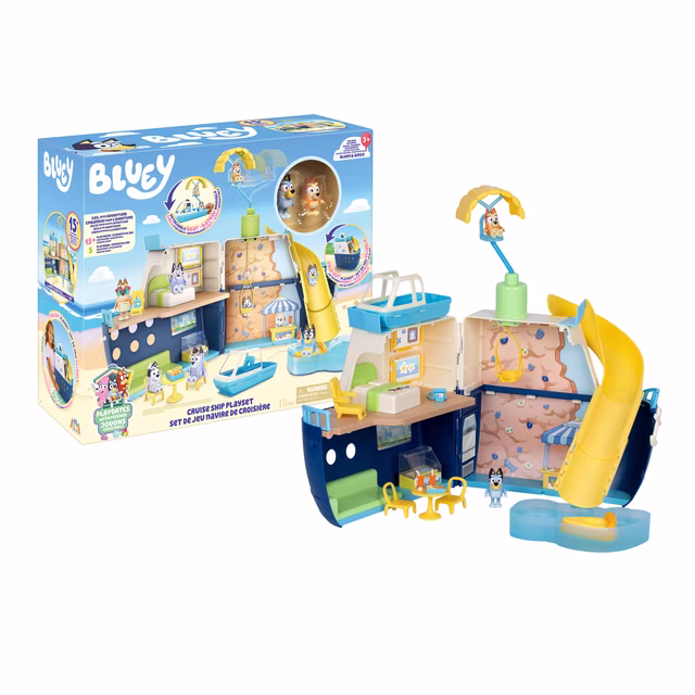 Bluey Cruise Ship Playset, Features 5 Play Areas, 15+ Accessories, Sticker Sheet, & Exclusive Bluey & Bingo Figures , Ages 3+