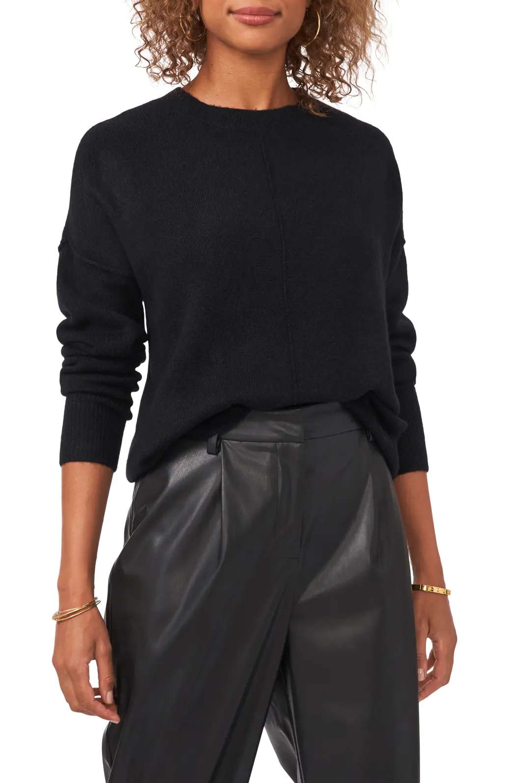 **Vince Camuto** Exposed Seam Crewneck Sweater