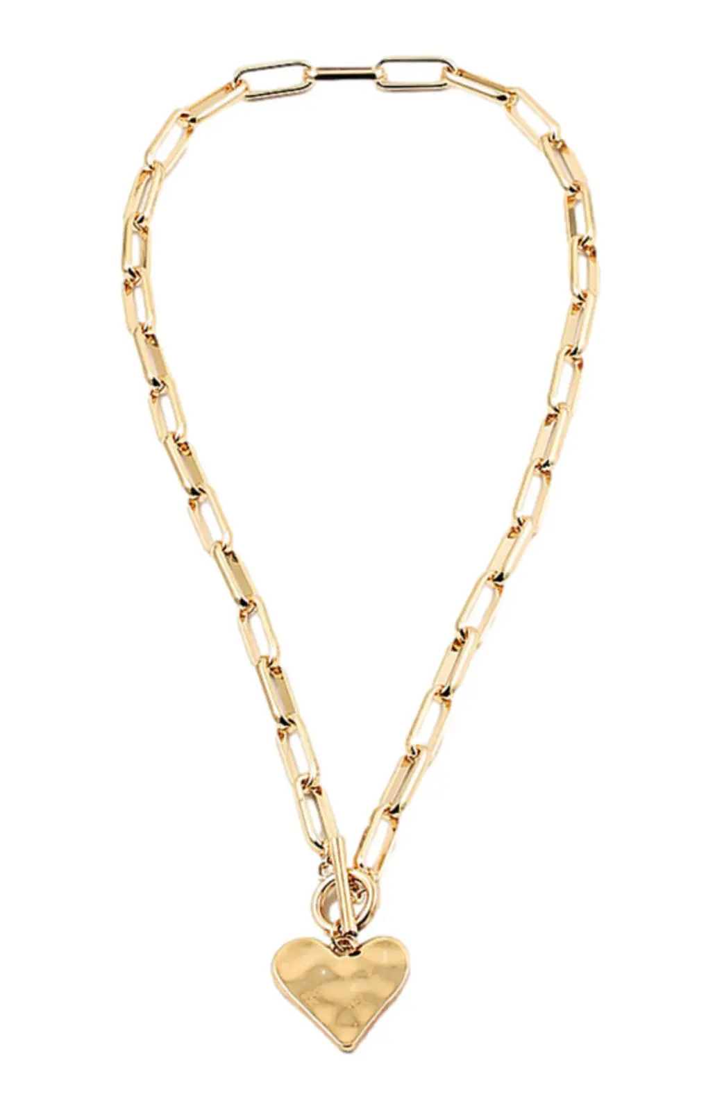 Hammered Heart Toggle Necklace