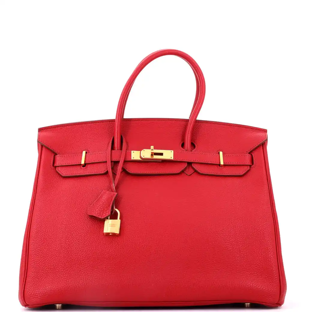 Birkin Handbag Red Togo with Gold Hardware 35