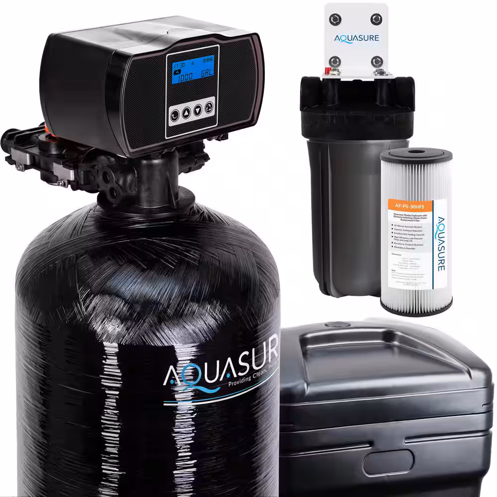 AQUASURE Harmony 64,000 Grain Fine Mesh Water Softener with Pleated Sediment Pre-Filter