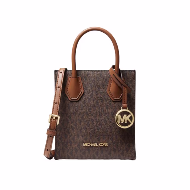 Michael Kors Mercer Extra-Small Logo and Leather Crossbody Bag (6”W X 6.75”H X 2.5”D)
