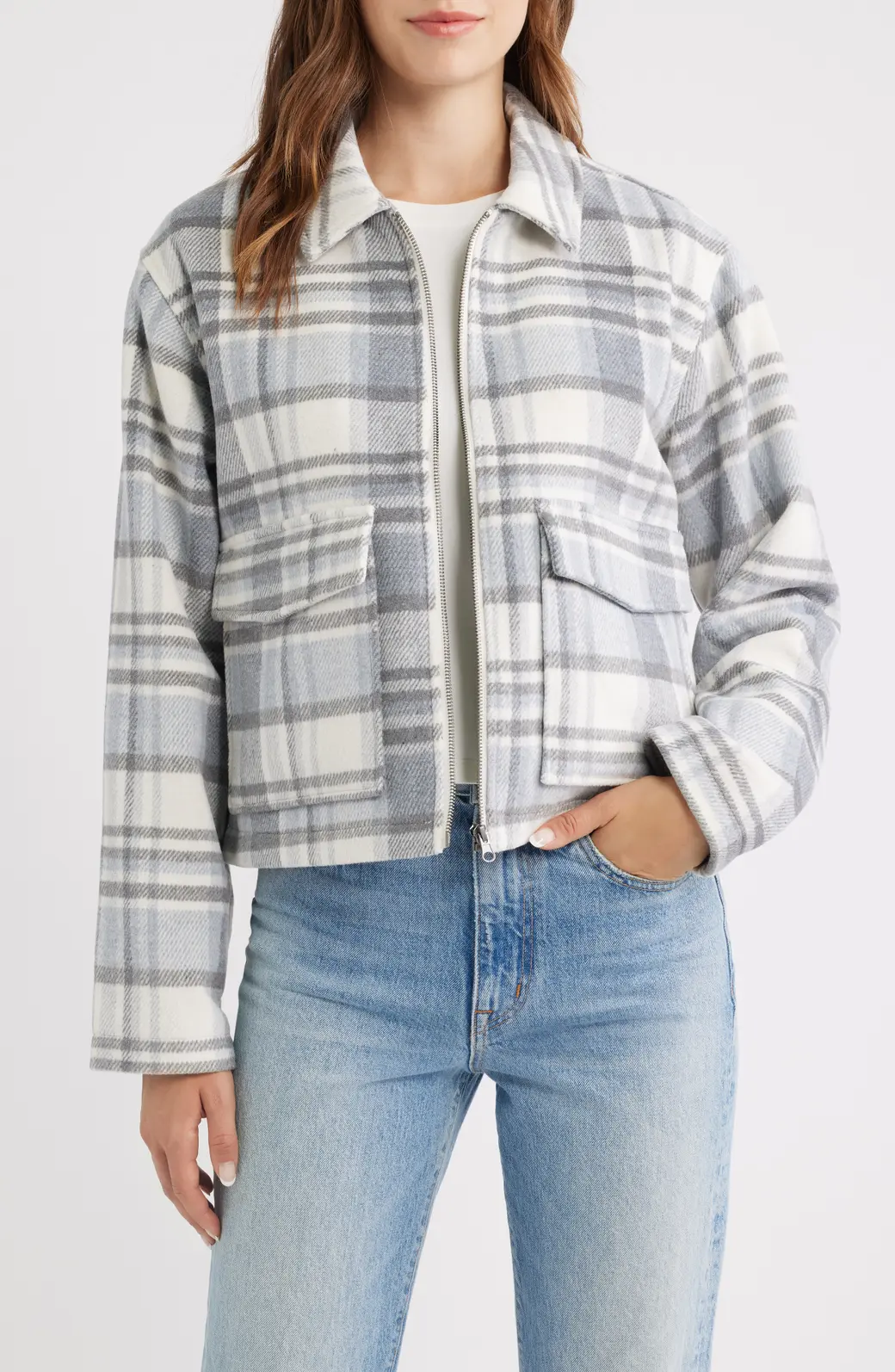 Plaid Zip Up Jacket