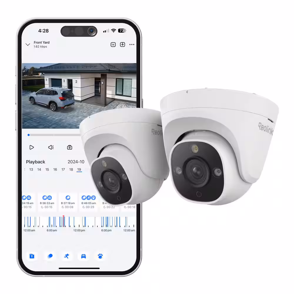 Reolink P344 Add-On or Standalone Dome Security Camera - White; Indoor/Outdoor; 4K Resolution; Ethernet Connectivity; PoE/DC Adapter Powered