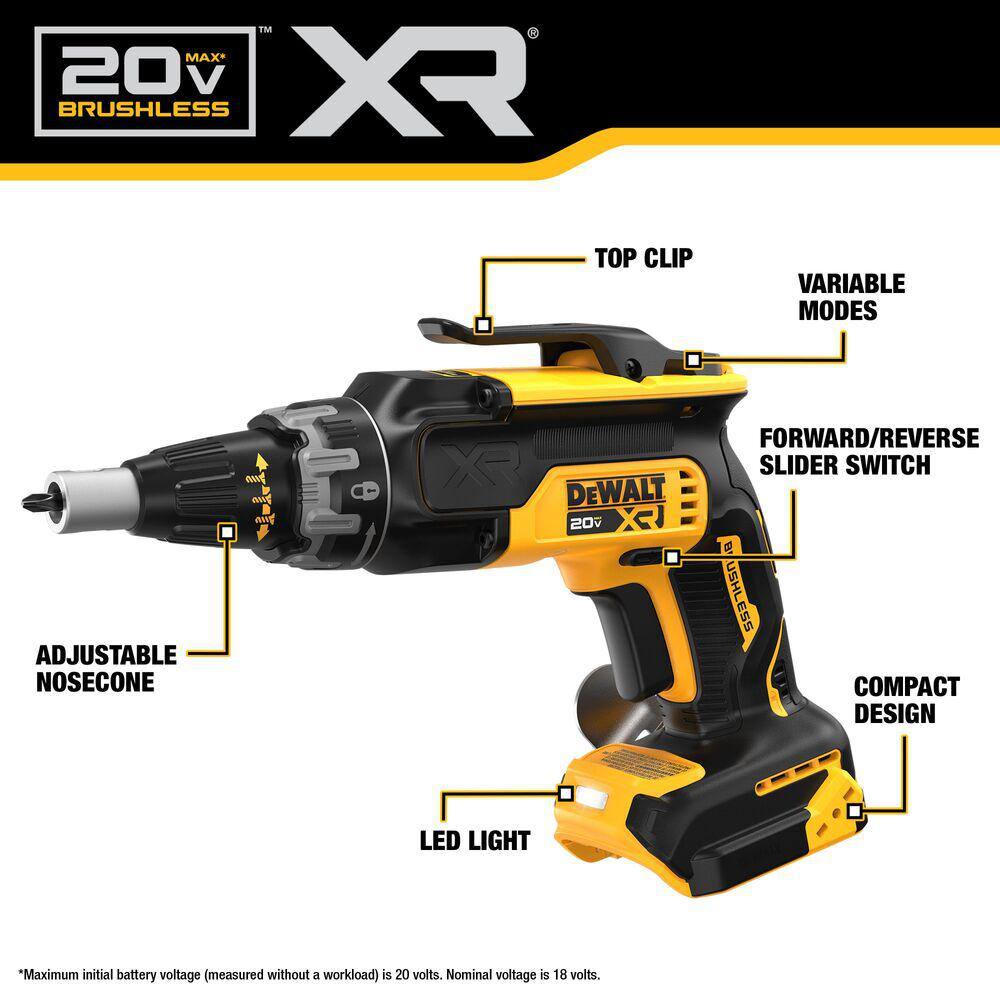 DEWALT 20-​Volt MAX Lithium-​Ion Cordless Brushless Screw Gun with 20-​Volt MAX POWERSTACK Compact Battery