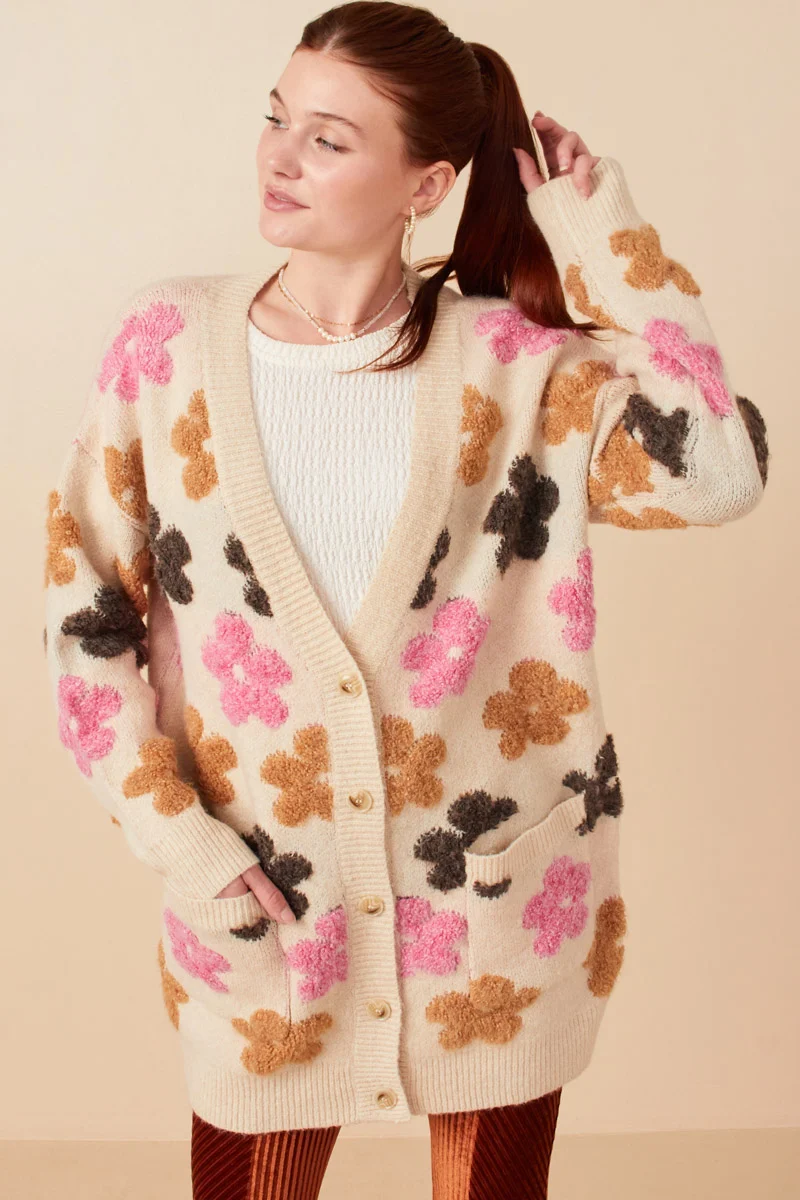 Textured Floral Sweater
