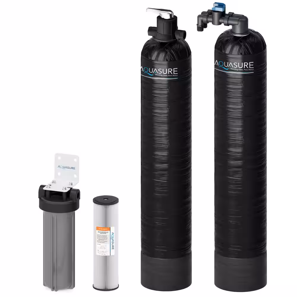 AQUASURE Serene 15 GPM Salt Free Conditioner Whole House Water Treatment System and Pleated Sediment Pre-Filter
