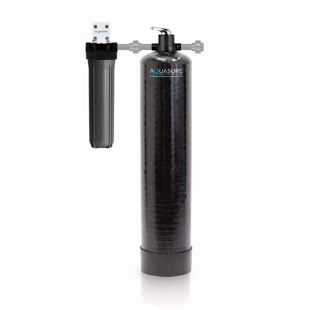 AQUASURE Fortitude Pro KDF/GAC 1,500,000 Gal. Whole House Water Treatment System with Pleated Sediment Pre-Filters