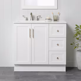 Project Source, Davies Single Sink Bathroom Vanity with White Cultured Marble Top (Fully Assembled)
