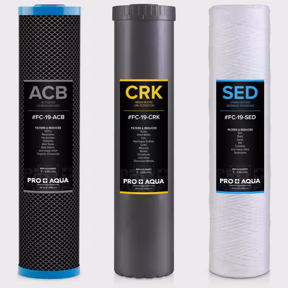 PRO+AQUA ELITE GEN2 Whole House Replacement Filter Set, Heavy Metals Well Water - Sediment, KDF/Blend, Carbon Infused Cartridges