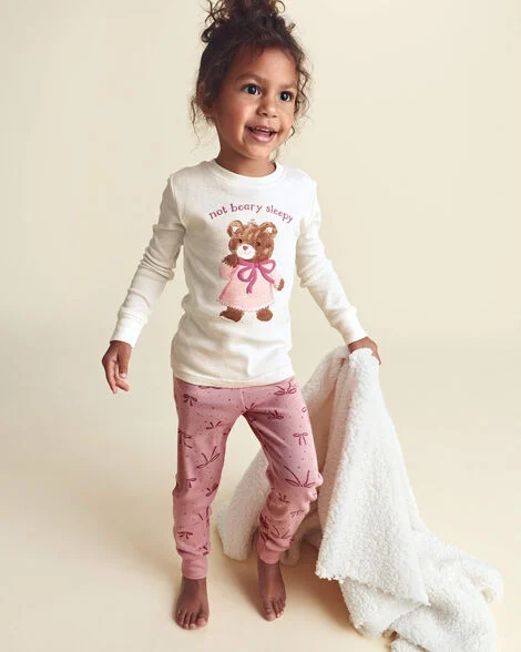 Toddler Girls 4pc Super Soft Tops And Pants Pajama Set