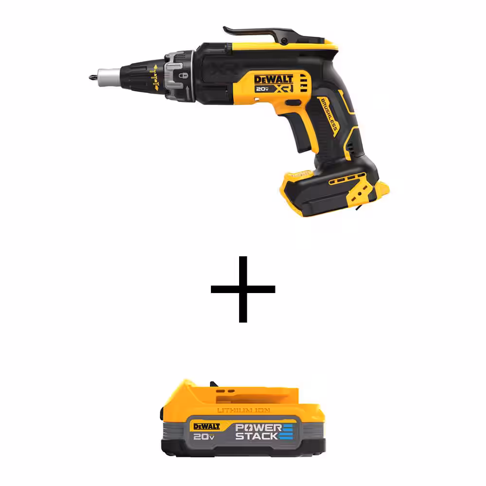 DEWALT XR 20-​Volt Lithium-​Ion Cordless Brushless Screw Gun with 20-​Volt MAX POWERSTACK Compact Battery