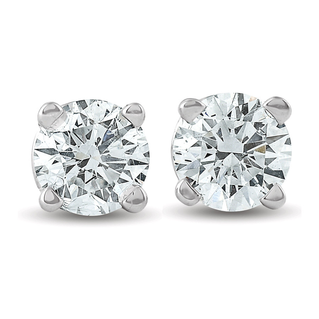 Made In Usa 14kt White Gold Lab Grown Diamond Stud Earrings