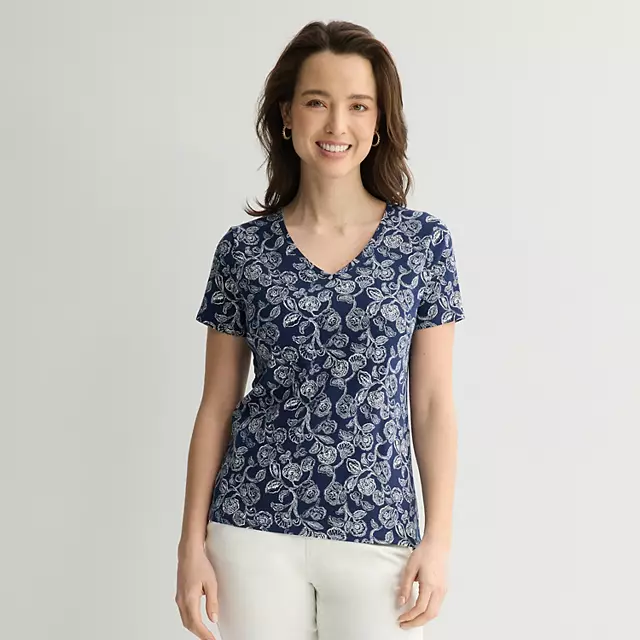 Women's Croft & Barrow® Essential V-Neck Tee