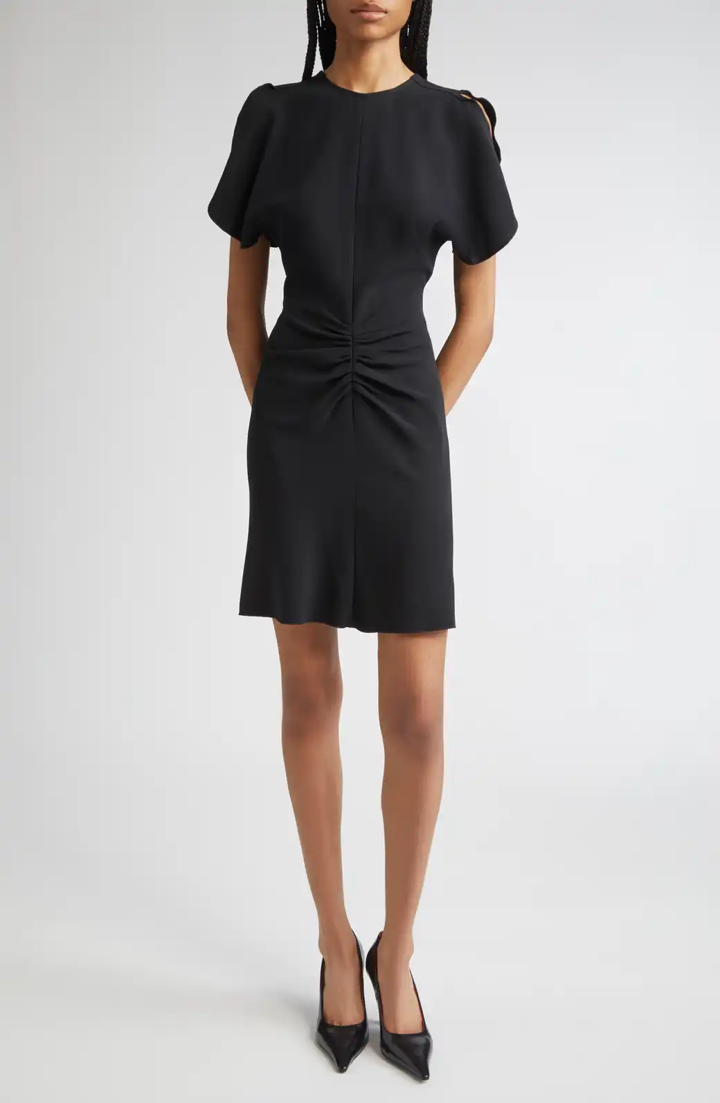 Gathered Waist Satin Minidress