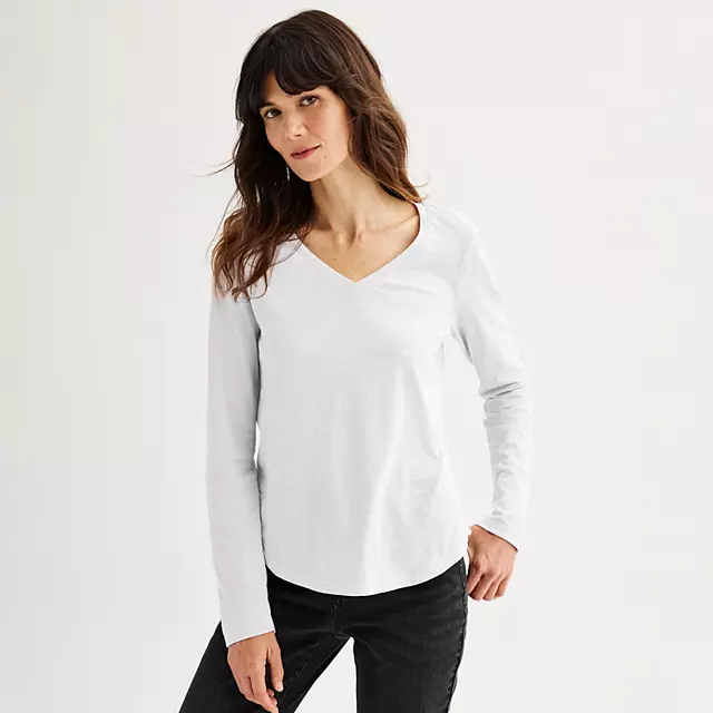 Women's Sonoma Goods For Life® Everyday Long Sleeve V-Neck T-Shirt