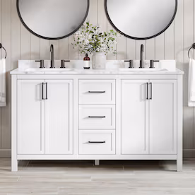allen + roth, Lenoir White Undermount Bathroom Vanity with White Engineered Marble Top
