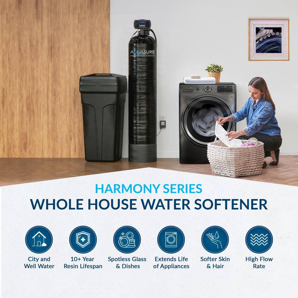 AQUASURE Harmony 48,000 Grain Fine Mesh Water Softener with Pleated Sediment Pre-Filter