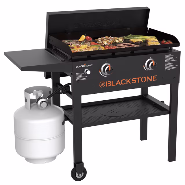 Rollback, Blackstone Original Outdoor Griddle, 28 inch 2-Burner Flat Top Grill with Hard Cover, Black