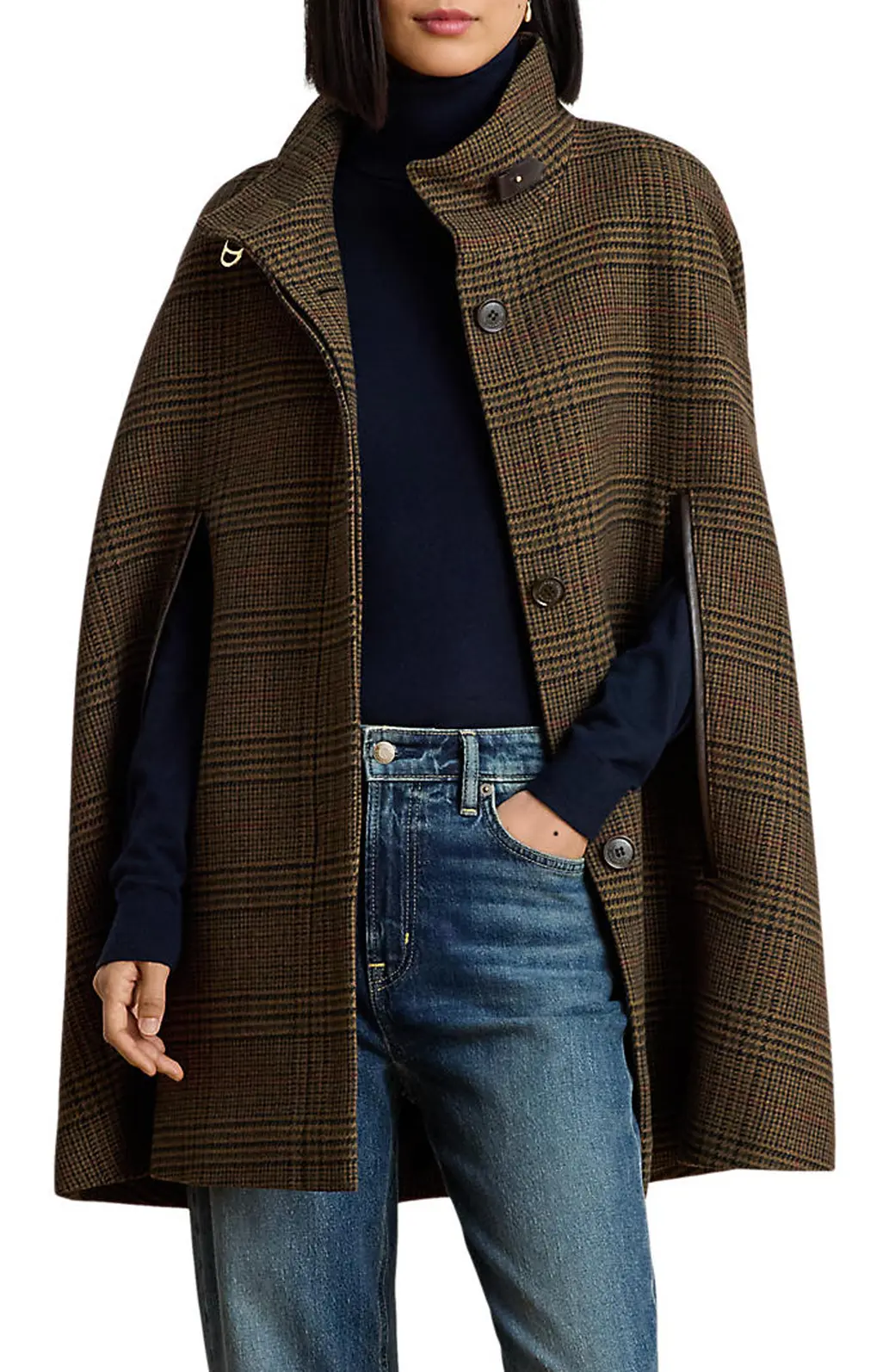 Lauren Ralph Lauren Houndstooth Wool Blend Cape