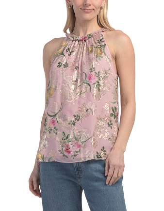 Halter Blouse With Ruffle Details At Side And Front
