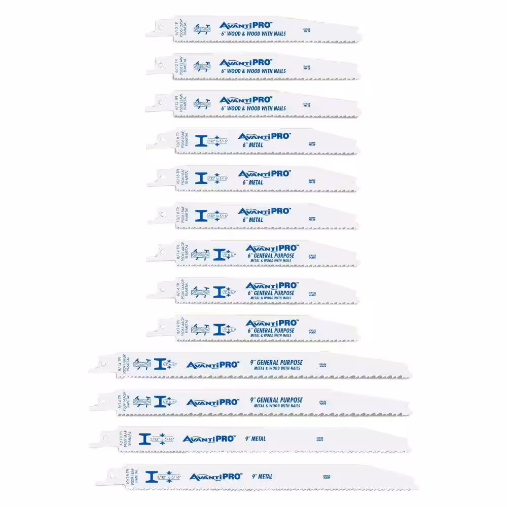Avanti Pro Bi-Metal Reciprocating Saw Blade Set (13-Piece)