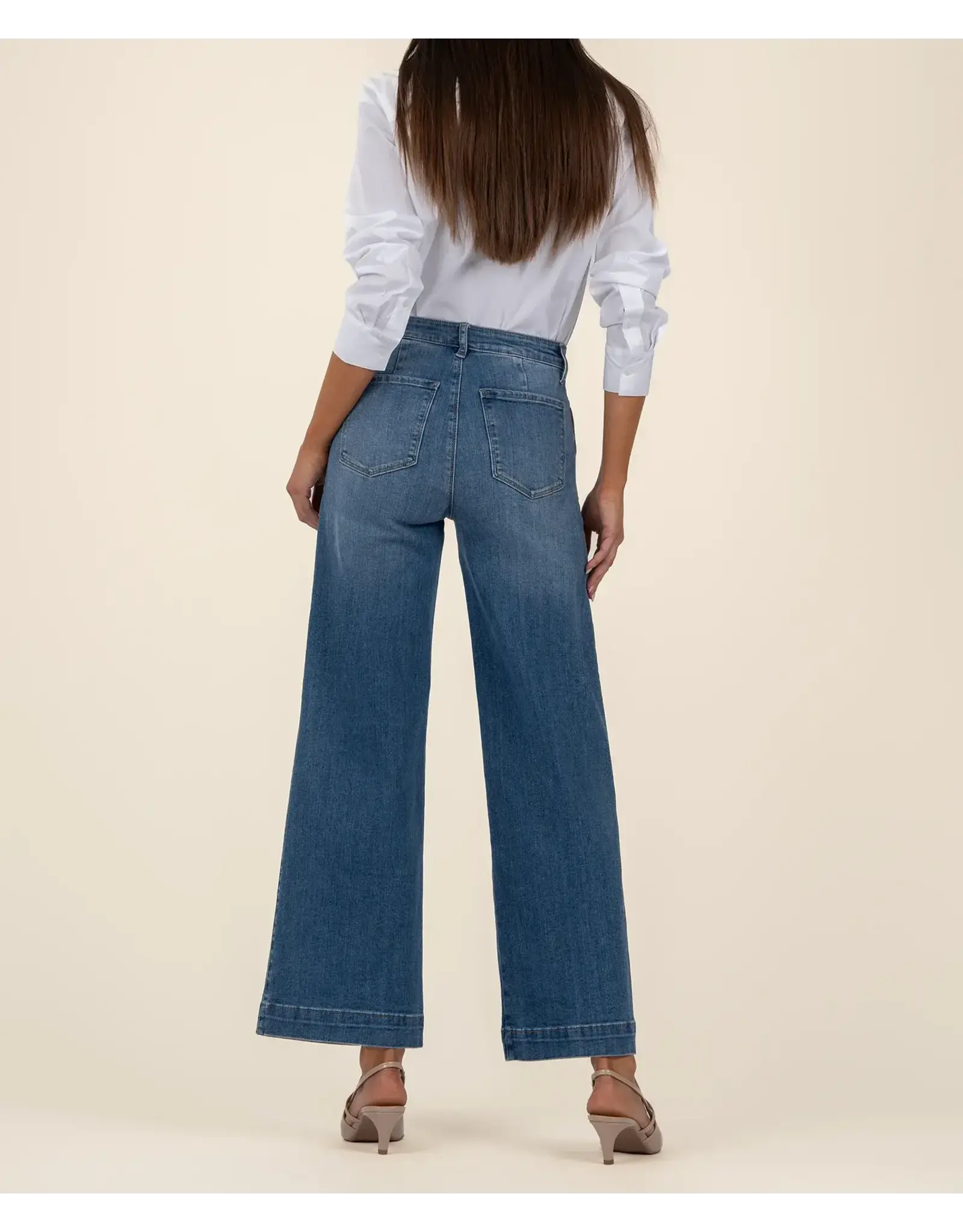 Ab Tech Sky Rise Pork Chop Pocket Wide Leg Jeans